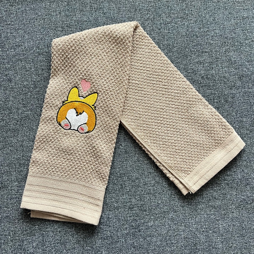 Embroidered Corgi Kitchen or Bathroom Hand Towel